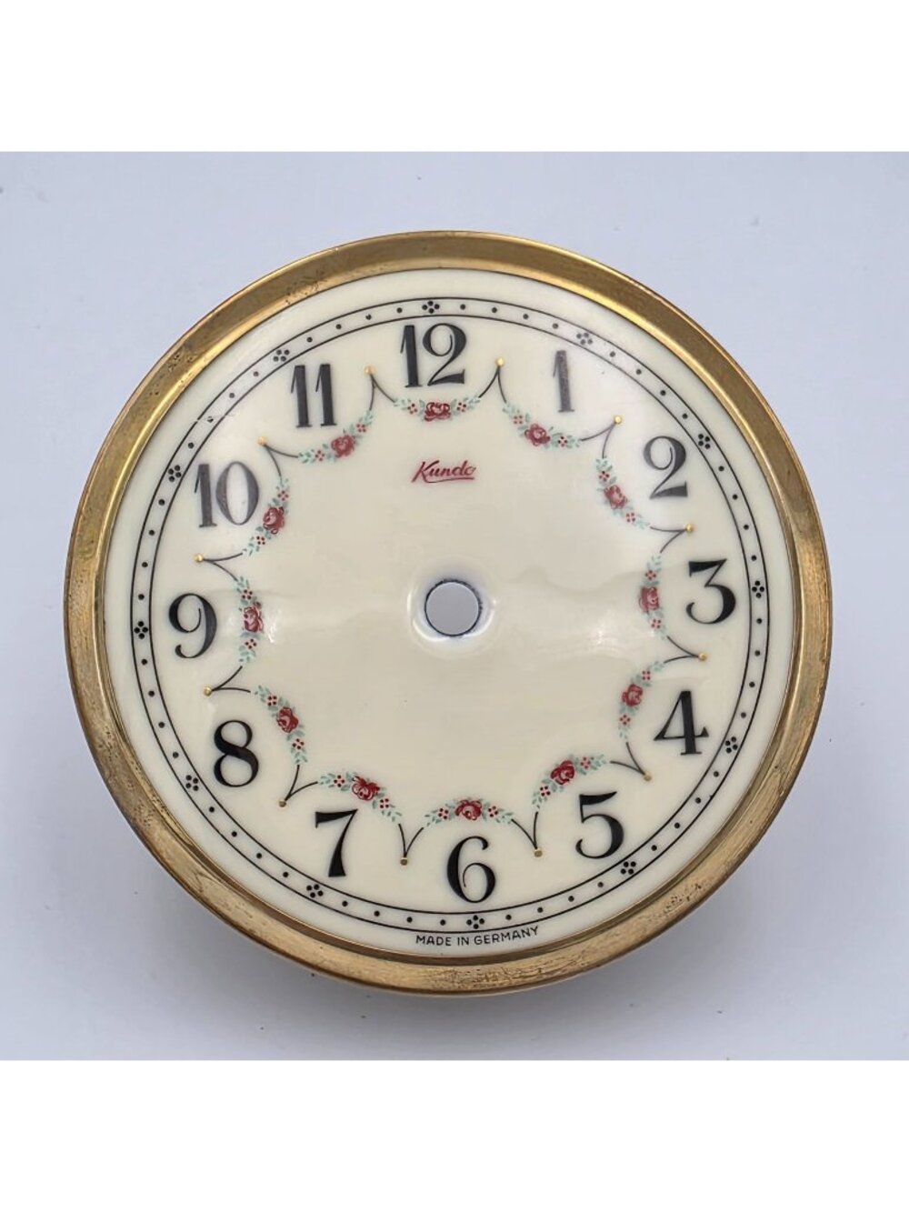 Vintage Kundo Clock Face Plate With Floral Design & Gold Trim Made In Germany 4"